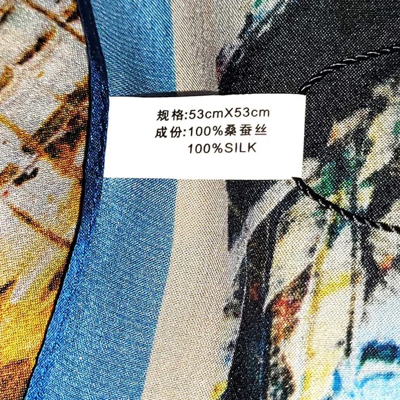 NWT Genuine 100% Mulberry Silk Satin Scarf 20"x20" Small Square Shawl 5455 - Picture 4 of 7